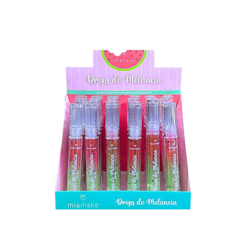 Lip Oil Drops de Melancia Mia Make - Box com 24 Unidades