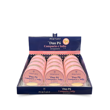 Duo de Pó Compacto e Solto Antioxidante Mia Make – Box com 12 Unidades