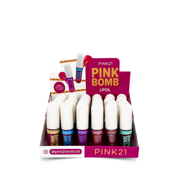 Lip Oil Pink Bomb Pink 21 – Box com 24 Unidades