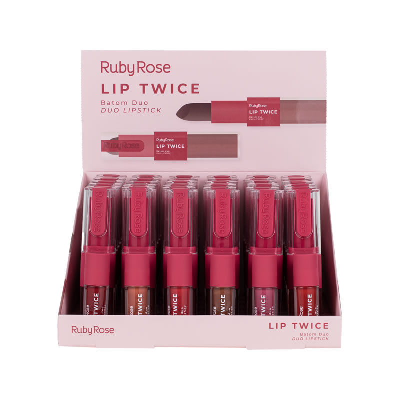 Box Batom Duo Lip Twice Ruby Rose G2 - 36 Unidades