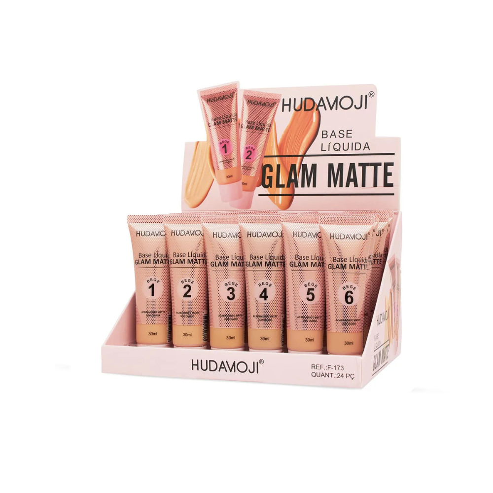 Base Líquida Glam Matte Hudamoji – Box com 24 Unidades