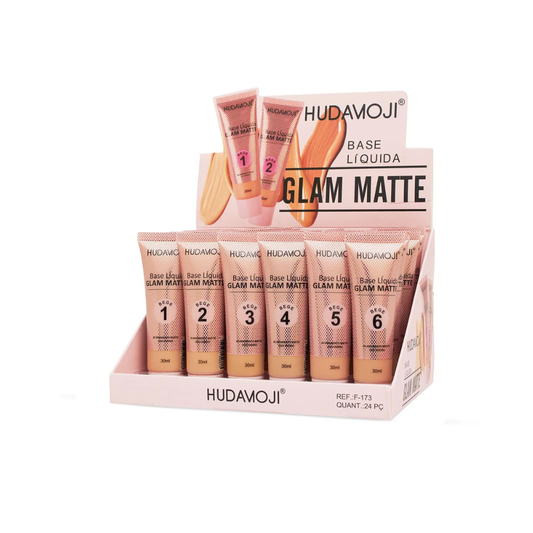 Base Líquida Glam Matte Hudamoji – Box com 24 Unidades