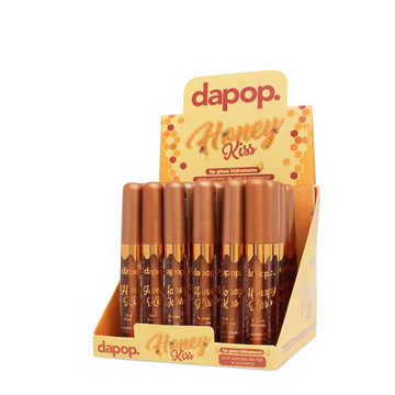 Box c/ 36 Unidades - Lip Gloss Hidratante Honey Kiss com Extrato de Mel e Pantenol | Dapop (R$ 6,73)