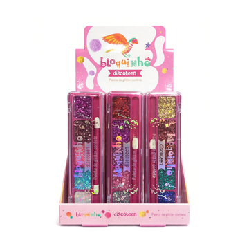 Paleta de Glitter Confete Bloquinho Discoteen – Box com 24 Unidades