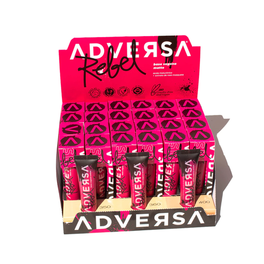 Base Vegana Matte Rebel Adversa – Box com 24 Unidades (Cores 350, 360 e 400)