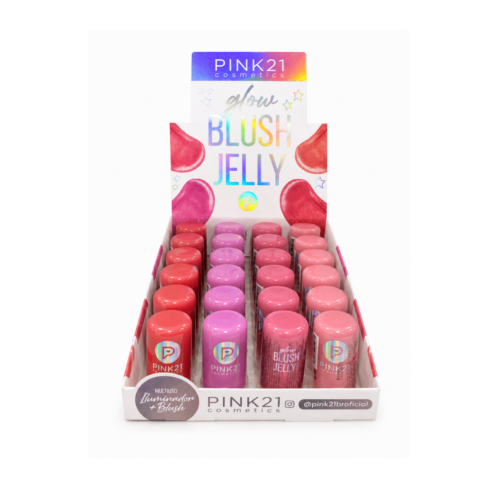 Box Blush Jelly Glow Pink21 Cosmeticos - 24 Unidades