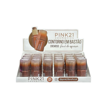 Box Contorno em Bastão Cremoso Pink21 Cosmeticos - 24 Unidades