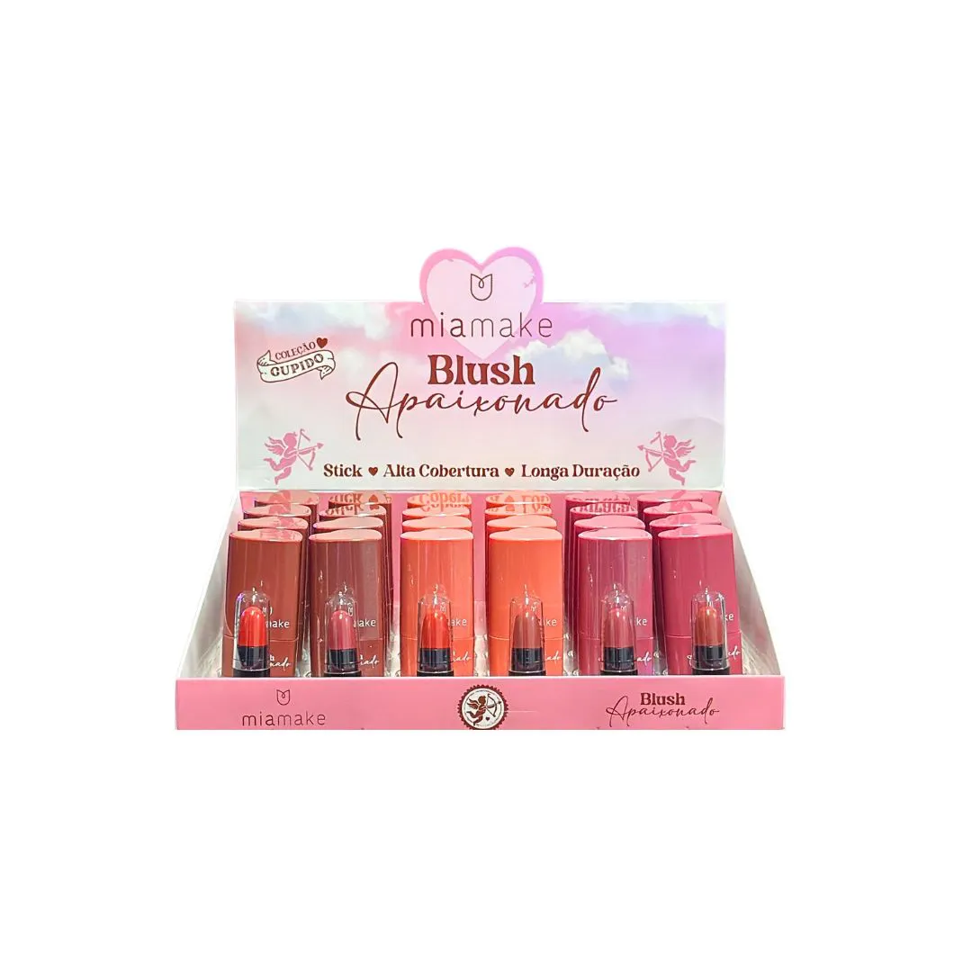 Box Blush Stick Apaixonado Alta Cobertura Mia Make - 24 Unidades