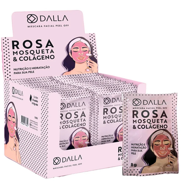 Máscara Facial Peel Off Rosa Mosqueta e Colágeno Dalla – Box com 60 Unidades