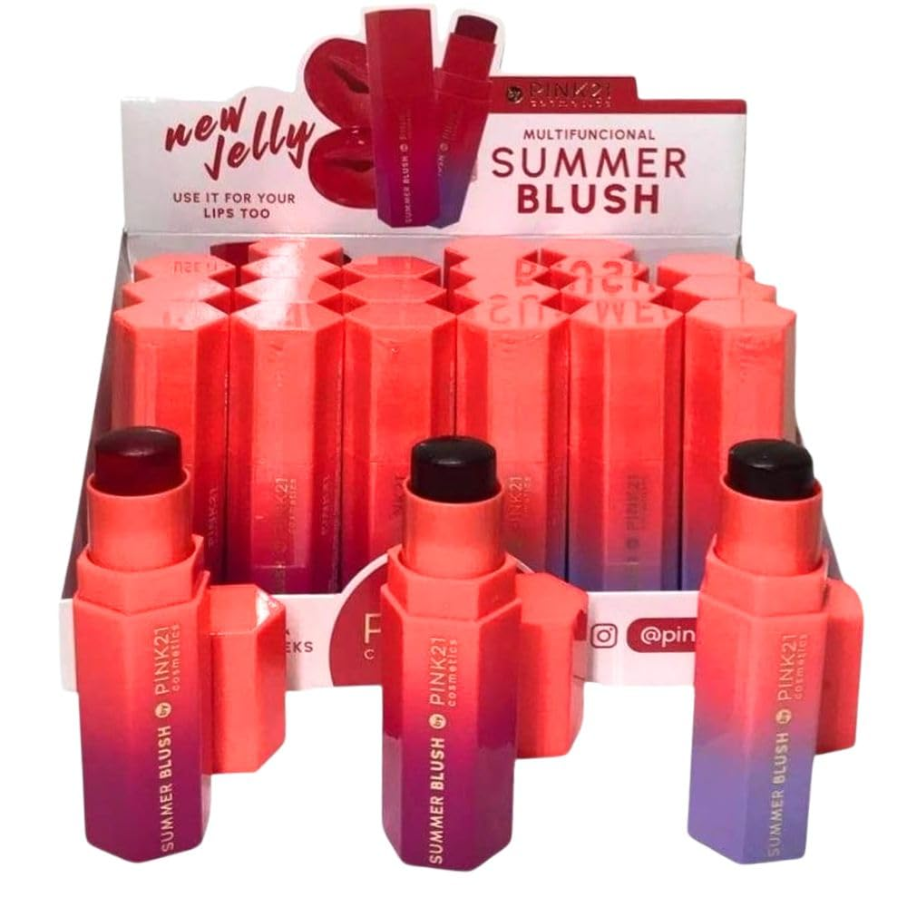 Box Blush em Jelly Summer Pink21 Cosmeticos - 24 Unidades