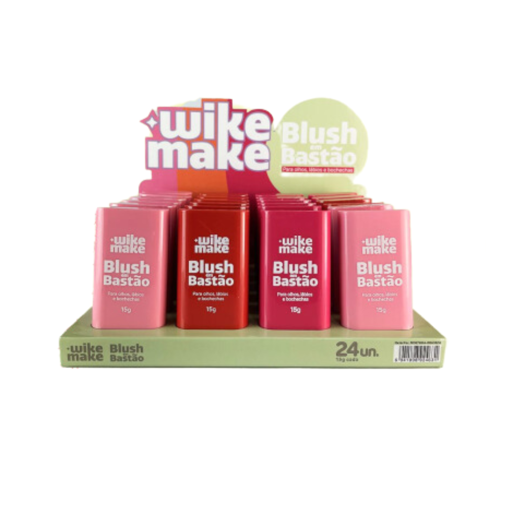 Blush em Bastão Wike Make – Box com 24 Unidades