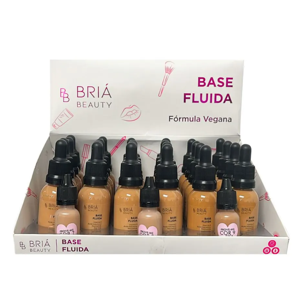 Base Fluida Fórmula Vegana Briá Beauty Box-C – Box com 24 Unidades