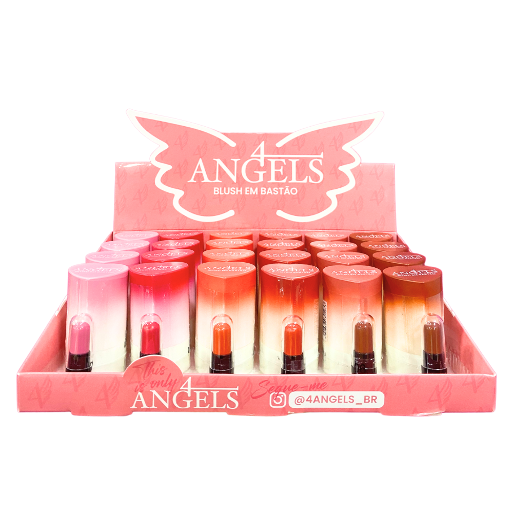 Box Blush em Bastão Coração 4 Angels - 24 Unidades