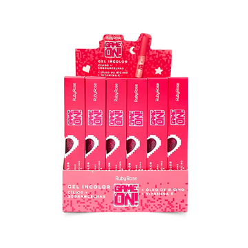 Gel Incolor Cílios + Sobrancelha Game On Ruby Rose – Box com 24 Unidades