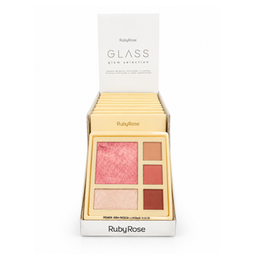 Box Paleta de Blush, Iluminador e Sombra Glass Ruby Rose G1 - 12 Unidades