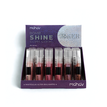 Gloss Labial Bomb Shine Mahav – Box com 24 Unidades