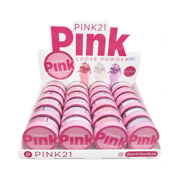 Box Pó Facial Pink C/ 03 cores Pink21 Cosmeticos -24 Unidades