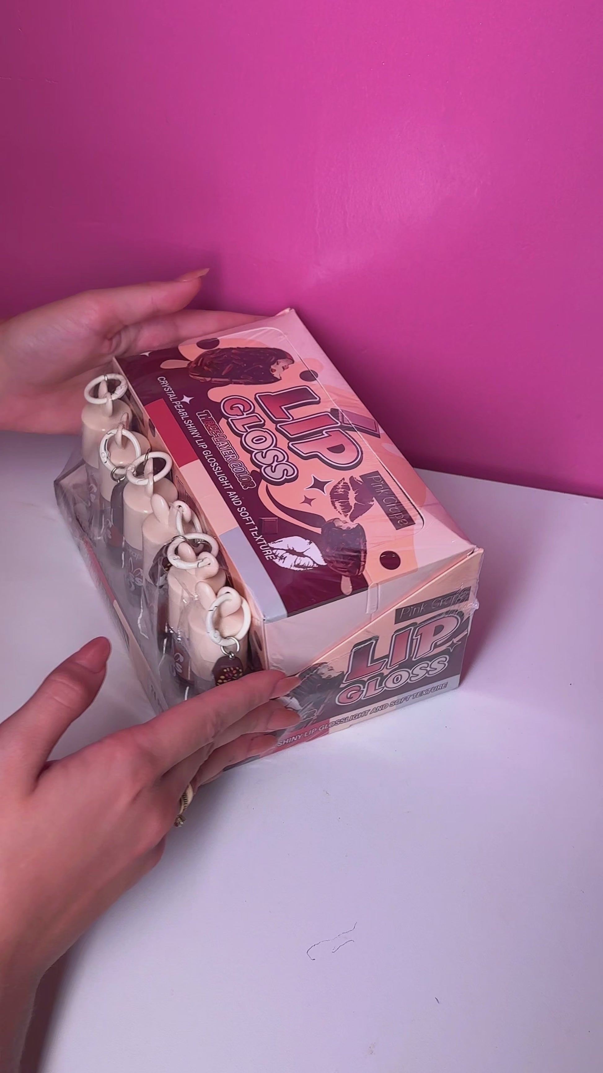 Unboxing Box Lip Gloss Kiss Picole Pink Grape - 24 Unidades
